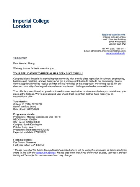 ug unconditional offer letter  educational stages higher education