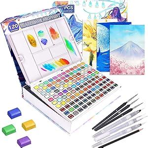 120 Aquarelle Peinture Palette Aquarelle Set Avec Palette Comprenant