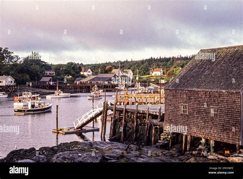 The harbor in New Harbor, Maine Stock Photo - Alamy