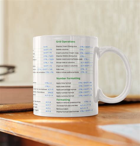 Excel Shortcuts Mug Excel Shortcuts White Glossy Mug Etsy