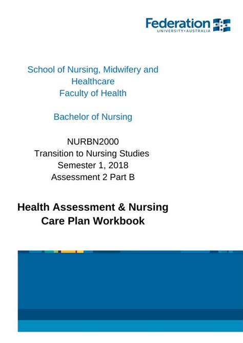 Health Assessment Nursing Care Plan Workbook For NURBN2000