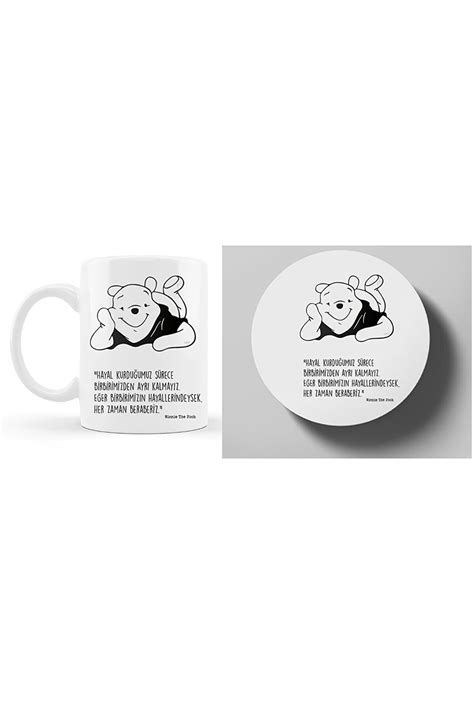 RHG Art Winnie The Pooh Arkadaşlık Motto Kupa Ve Bardak Altlığı 280 Ml