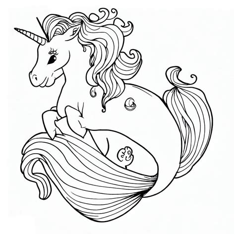 Coloriage Dessin Gratuit de Licorne Sirène télécharger et imprimer