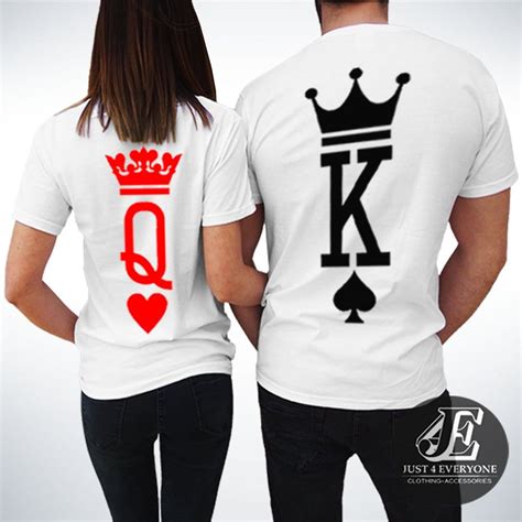 Mujeres Camisetas Parejas King Queen Cartas Par Camisetas