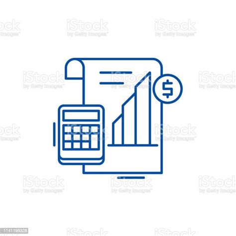 이익 보고서 라인 아이콘 개념입니다 이익 보고서 평면 벡터 기호 기호 개요 그림 계산기에 대한 스톡 벡터 아트 및 기타 이미지