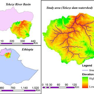 Location map of Tekeze dam watershed with digital elevation model ...