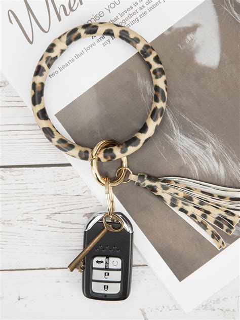 NK NK Tassel Ring Circle Key Ring Keychain Wristlet Leather Bracelet