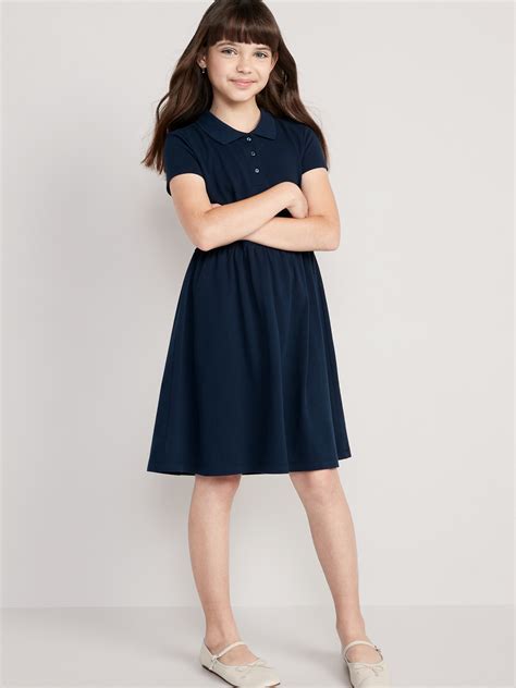 Old Navy - School Uniform Fit & Flare Pique Polo Dress for Girls blue
