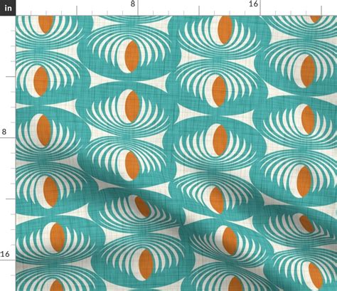 Oculus Mid Century Modern Geometric Teal Fabric Spoonflower