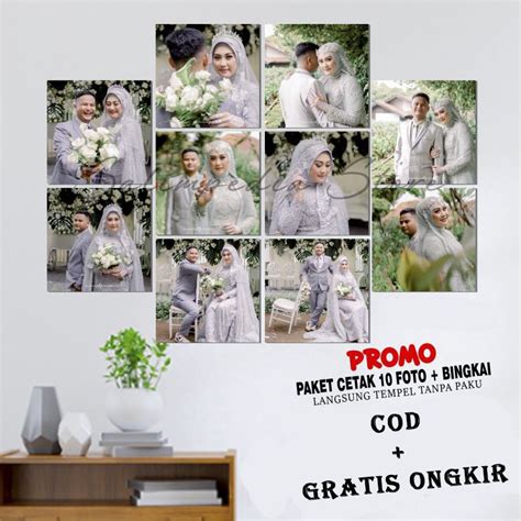 Jual COD PAKET 10 PCS CETAK FOTO BINGKAI 20X20 CM KAYU MDF HIASAN