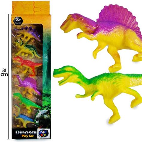 Juguete Dinosaurios De Goma Flexibles Colores 2 Sets Modelo CH 2085