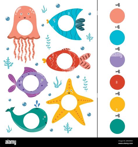 Sea animals color matching game for kids Stock Vector Image & Art - Alamy