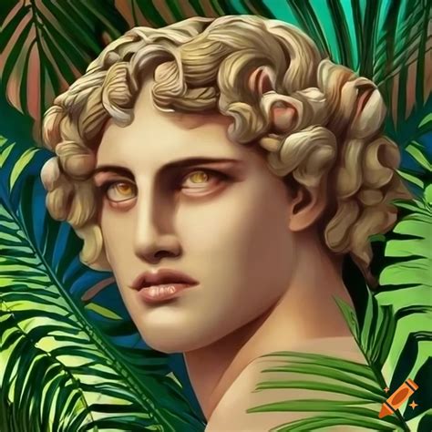 Artistic Portrayal Of Alexander The Great Surrounded By Tropical