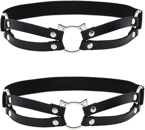 Venesun 2pcs Adjustable Faux Leather Leg Garter Elastic