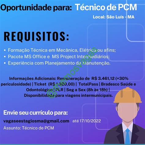 Técnico De Pcm São Luís Ma 01 Vagas Themos Vagas Empregos E