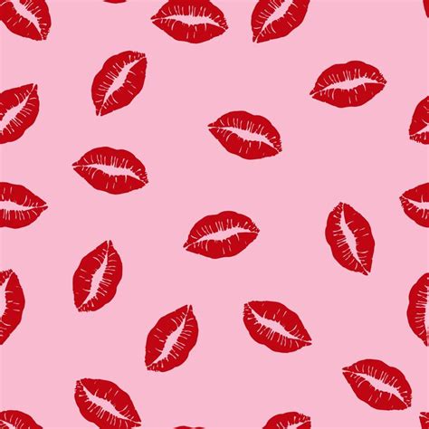 Besos Labios Rojos De Patrones Sin Fisuras Sobre Fondo Rosa Lip