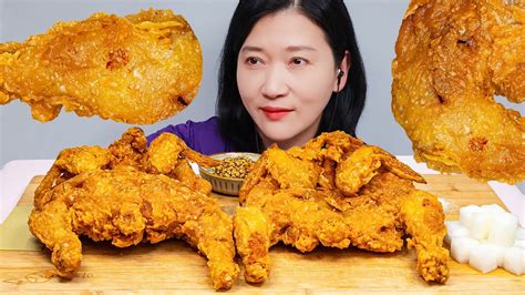 Asmr 옛날통닭 후라이드 치킨 리얼사운드 먹방 Whole Fried Chicken Eating Show Youtube