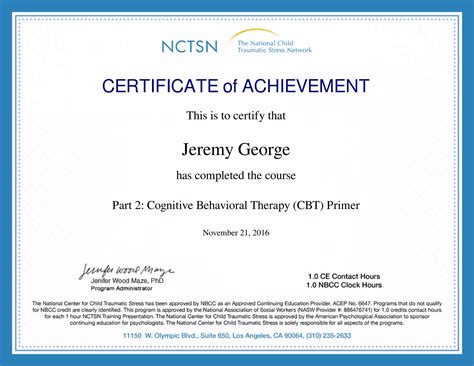 Cognitive Behavioral Therapy Certificate