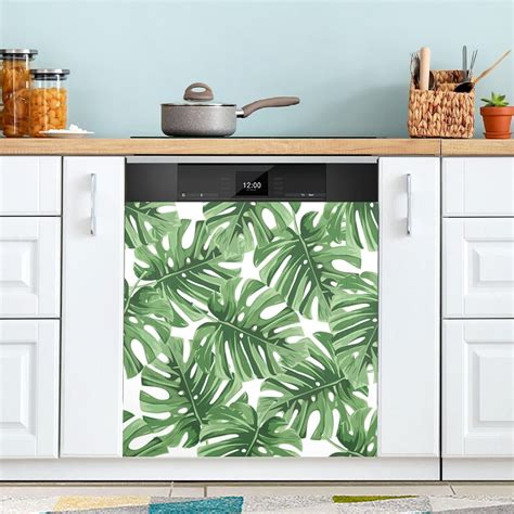 Coolnut Tropical Palm Leaves Dishwasher Magnet Cover Reusable