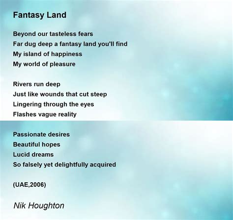 Fantasy Land By Nik Houghton Fantasy Land Poem