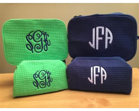 Monogrammed Cosmetic Cases Monogram Make Up Bag Set Etsy