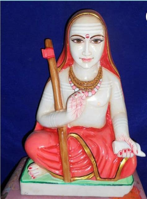 White Painted Marble God Shankaracharya Statue For Worship Size 27