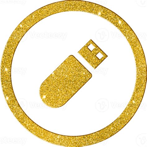 Shiny Gold Usb Flash Drive Icon Data Storage Device Symbol 41502087 Png