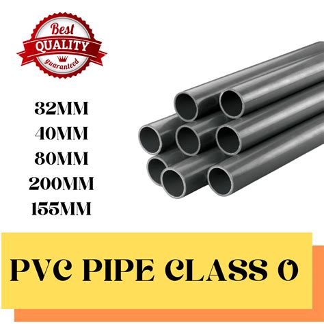 PVC Pipe Class O 32mm 40mm 80mm 155mm 200mm 20FT Water Pipe