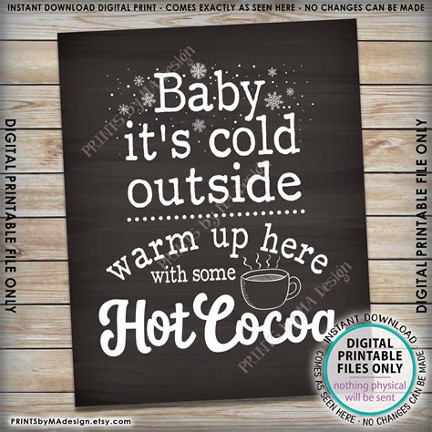 Baby It S Cold Outside Sign Hot Ccoca Sign Warm Up Here Hot
