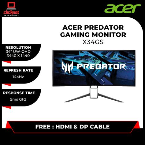 Acer Predator X Gsbmiipphuzx Qhd K Led Curved Gaming Monitor