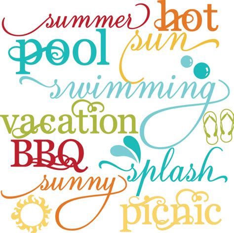 Summer Words Set SVG scrapbook title summer svg files cloud svg files ...