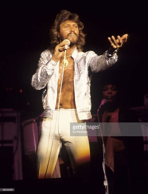 Barry Gibb of The Bee Gees performs in a TV studio in Copenhagen in ...