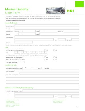 Fillable Online Marine Liability Claim Form Fax Email Print Pdffiller