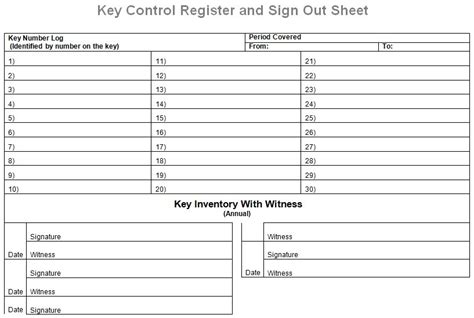 Printable Key Log Template Excel Word Pdf Excel Tmp