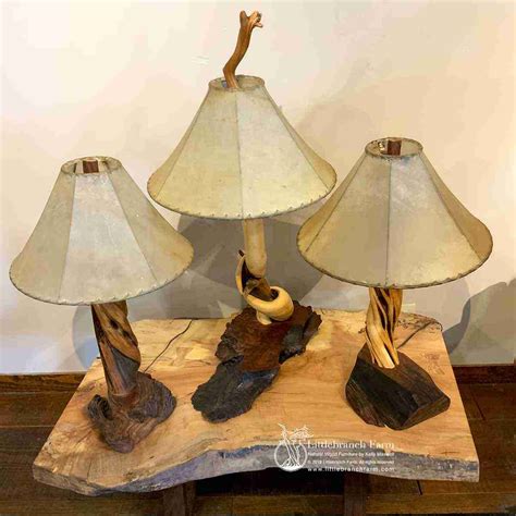 Rustic log table lamps - Littlebranch Farm