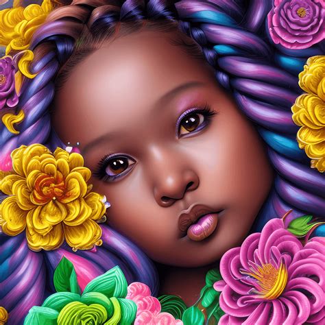 Intricately Beautiful Dark Skin Baby Girl Hiding · Creative Fabrica