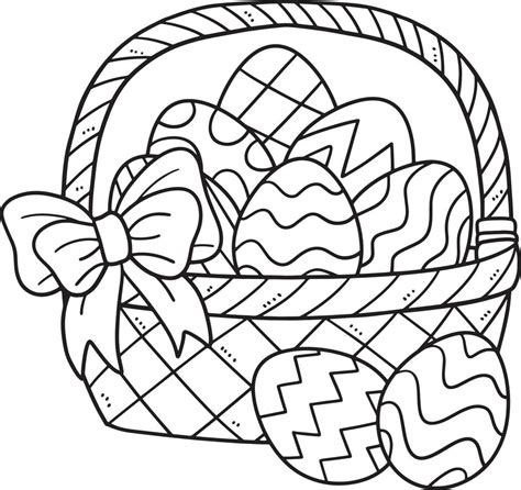 Easter Eggs Basket Isolated Coloring Page Vector Art At Vecteezy