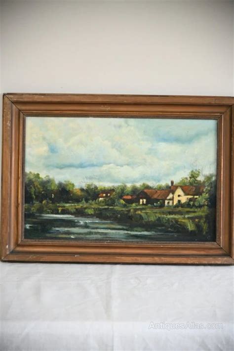 Antiques Atlas Rural River Landscape Oil Painting