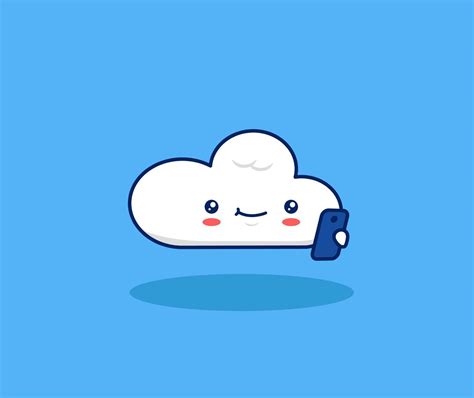 Cloud play mobile phone cute cartoon character daily activity vector