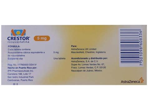 Astra Zeneca Crestor 5 Mg 30 Tab Rosuvastatina 30 H E B México