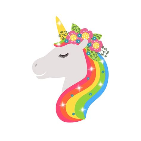 Licorne Avec Une Couronne Florale Sticker T Te De Cheval Portrait