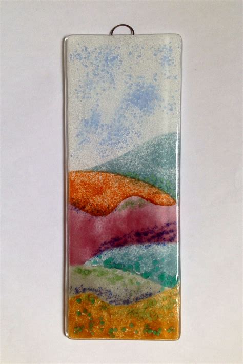 Fiery Hills Fused Glass Panel By Fired Creations Fused Glass Wall Art