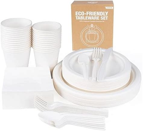 Anstore Disposable Plates And Cutlery Set 200 Pcs Paper Plates And