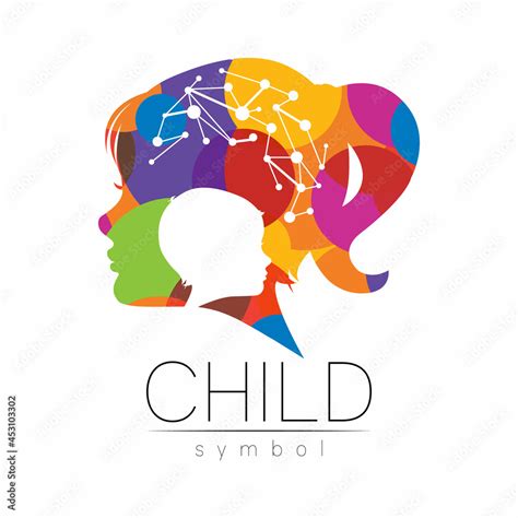 Obraz Child Girl Vector Color Logo of Grow Up Kids Silhouette profile human head. Concept logo ...