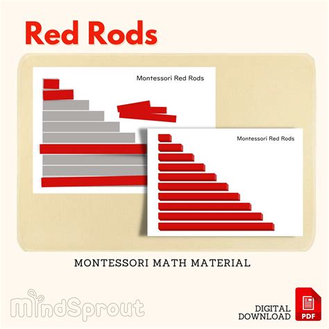 Red Rods Montessori Sensorial Material Extension Worksheet Made By