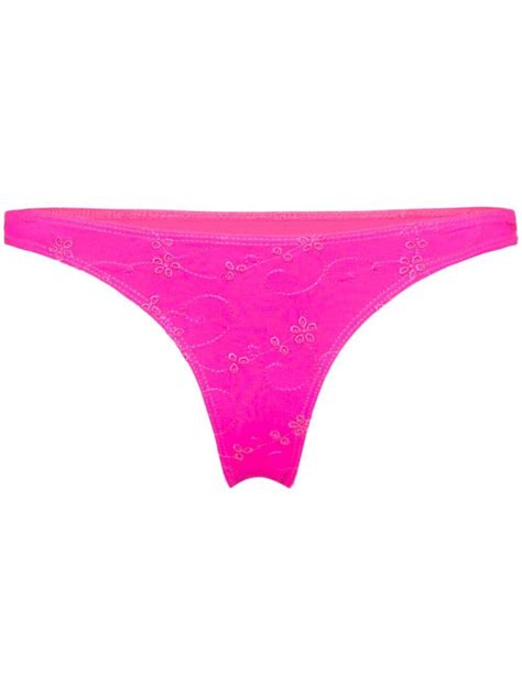 Buy Frankies Bikinis Anna Broderie Anglaise Thong Bikini Bottoms Pink