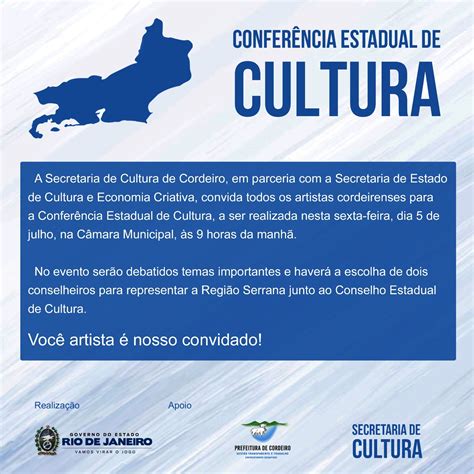 Conferência Estadual De Cultura Prefeitura Municipal De Cordeiro