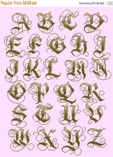 Old gothic alphabet Counted Cross Stitch alphabet Pattern | Etsy