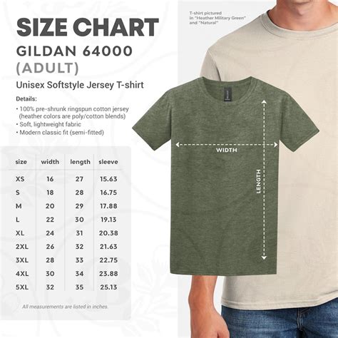 Gildan 64000 Size Chart And Color Chart Bundle Unisex Etsy Finland