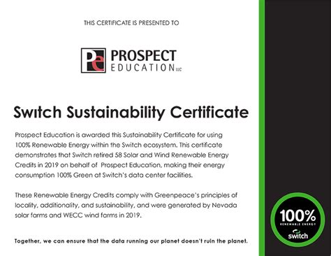 Prospect Education Awarded Switch Sustainability Certificate | Career ...